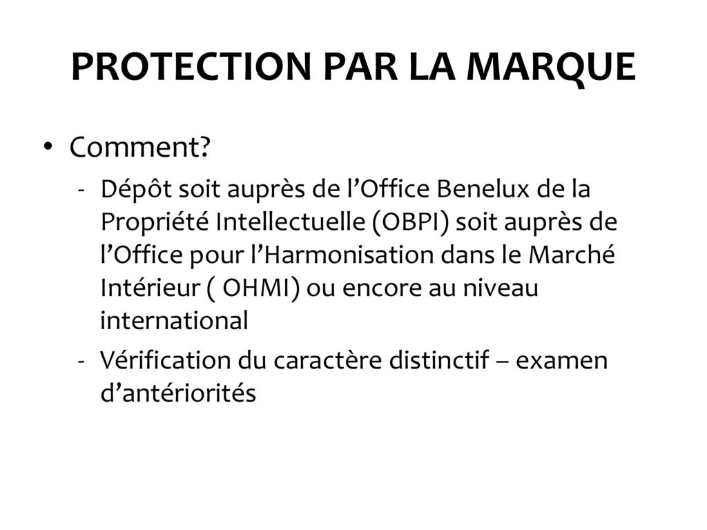 PROTECTION PAR LA MARQUE