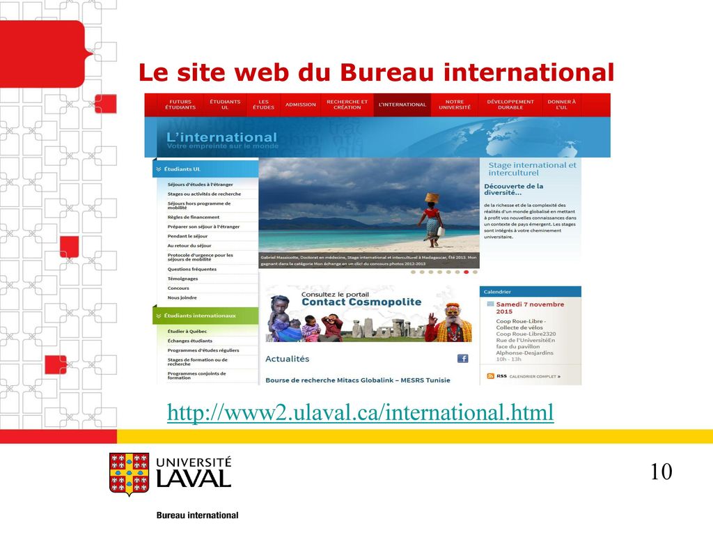 Le site web du Bureau international