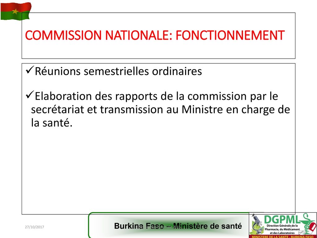 COMMISSION NATIONALE: FONCTIONNEMENT