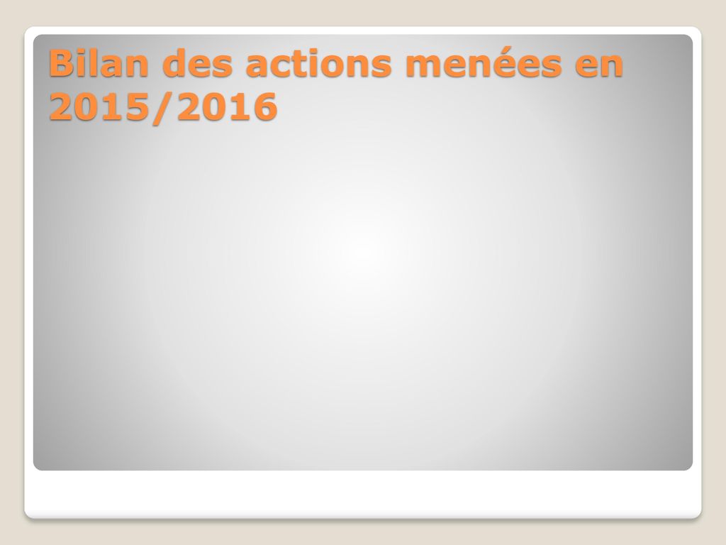Bilan des actions menées en 2015/2016