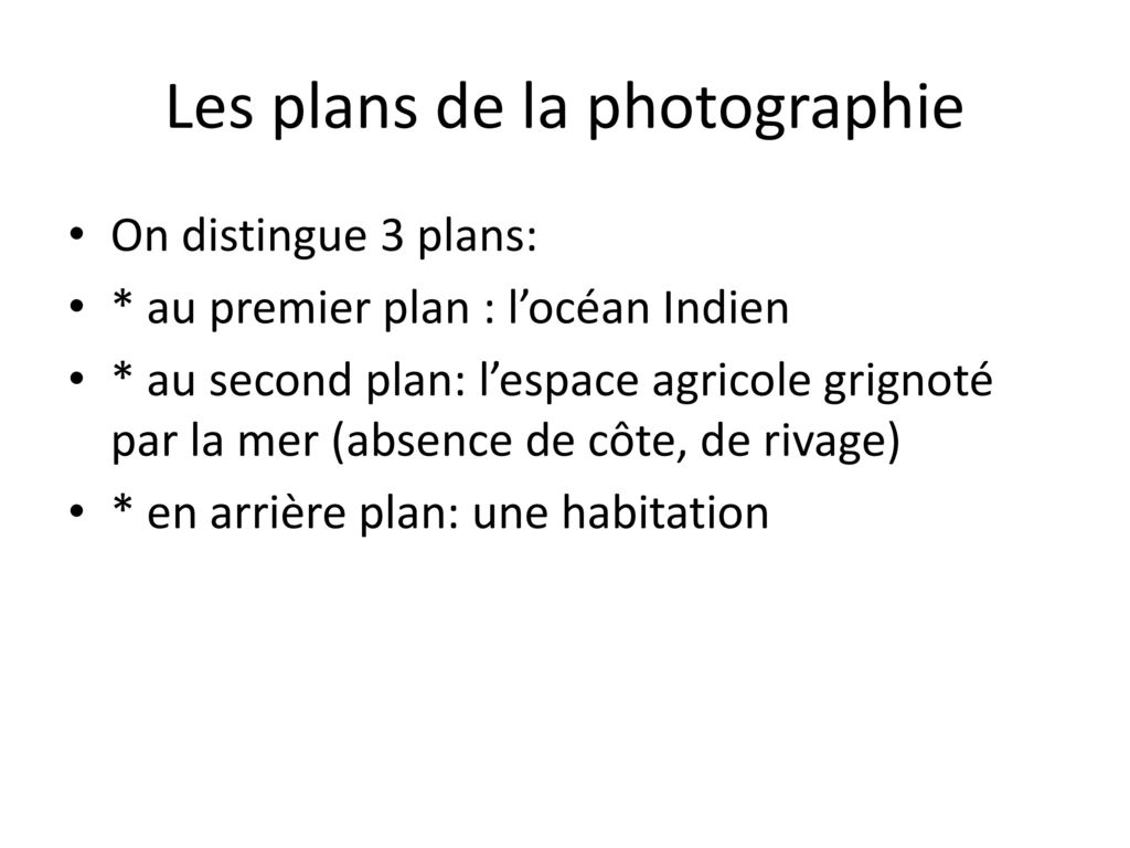 Les plans de la photographie
