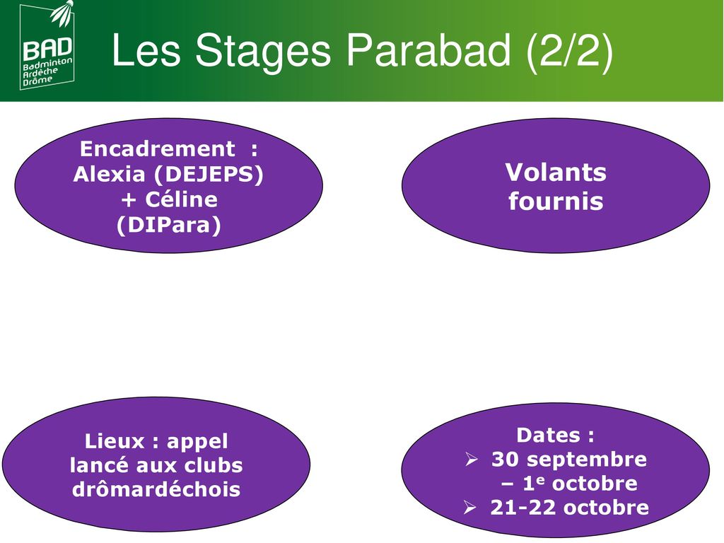 Les Stages Parabad (2/2) Toujours 3 SDJ 3 jours vacances