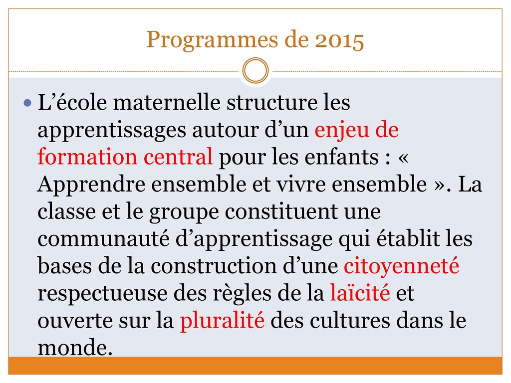 Programmes de 2015