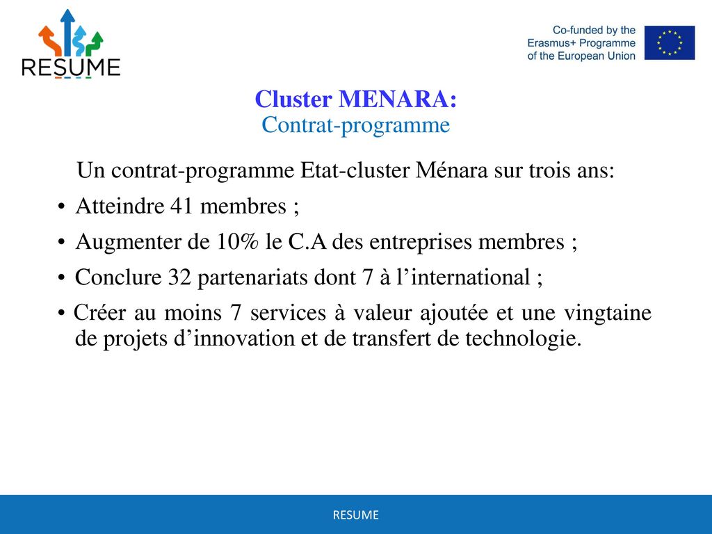 Cluster MENARA: Contrat-programme