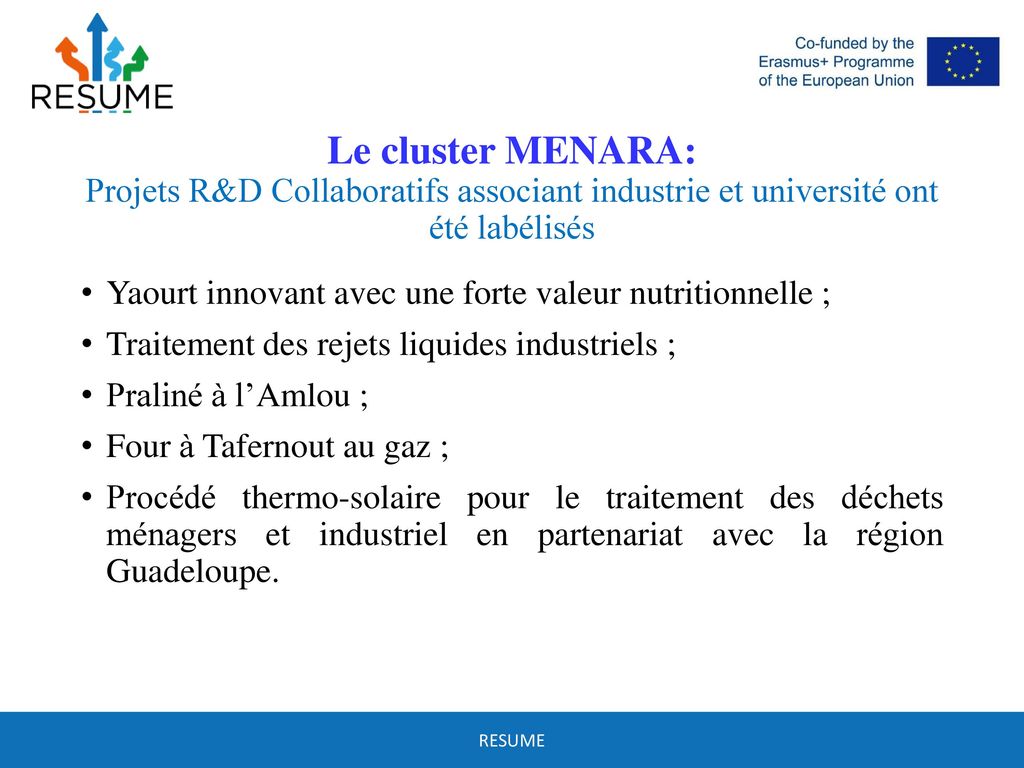 Le cluster MENARA: Projets R&D Collaboratifs associant industrie et université ont été labélisés
