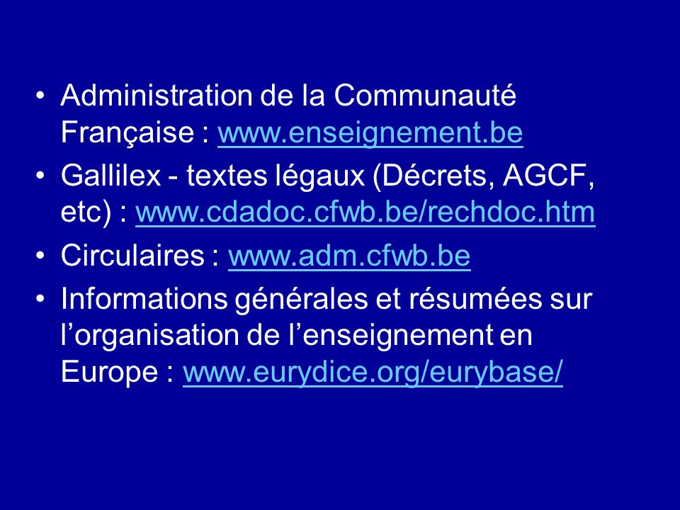 Administration de la Communauté Française :