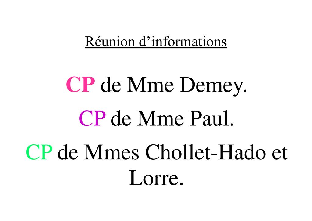 CP de Mmes Chollet-Hado et Lorre.