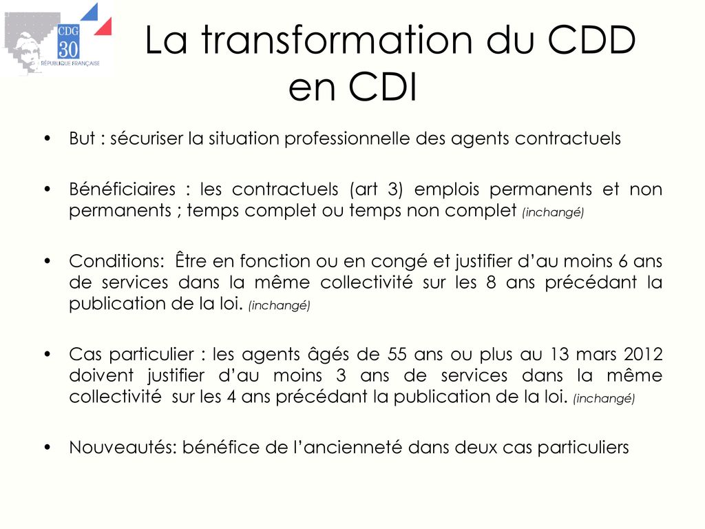 La transformation du CDD en CDI