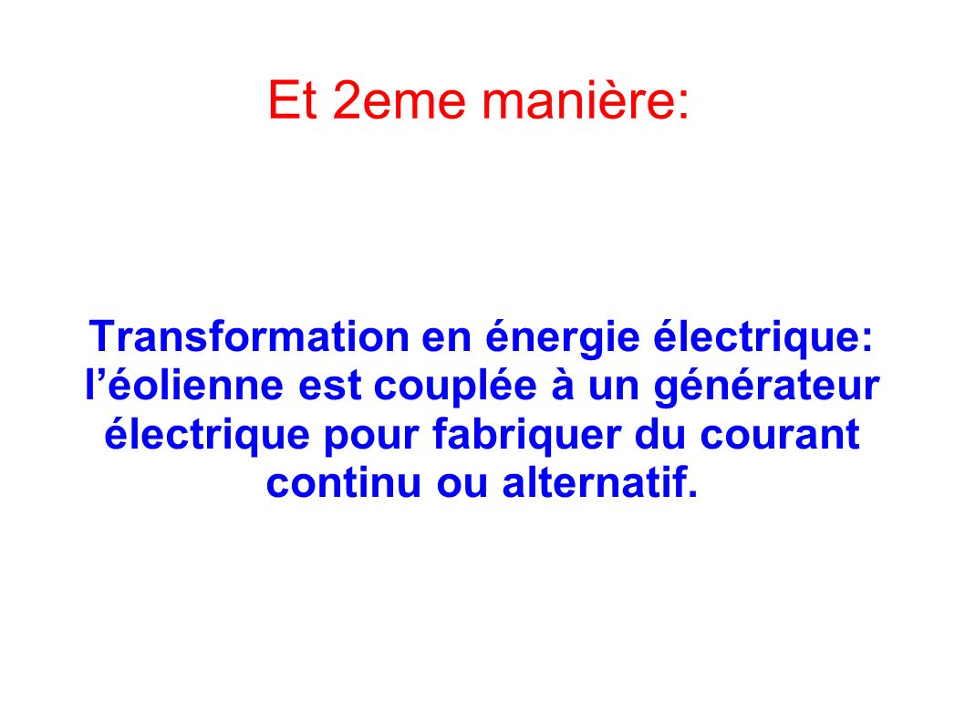 Transformation en énergie électrique: