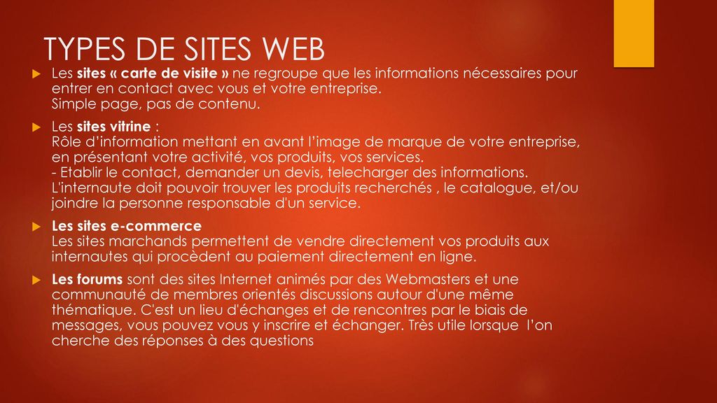 TYPES DE SITES WEB