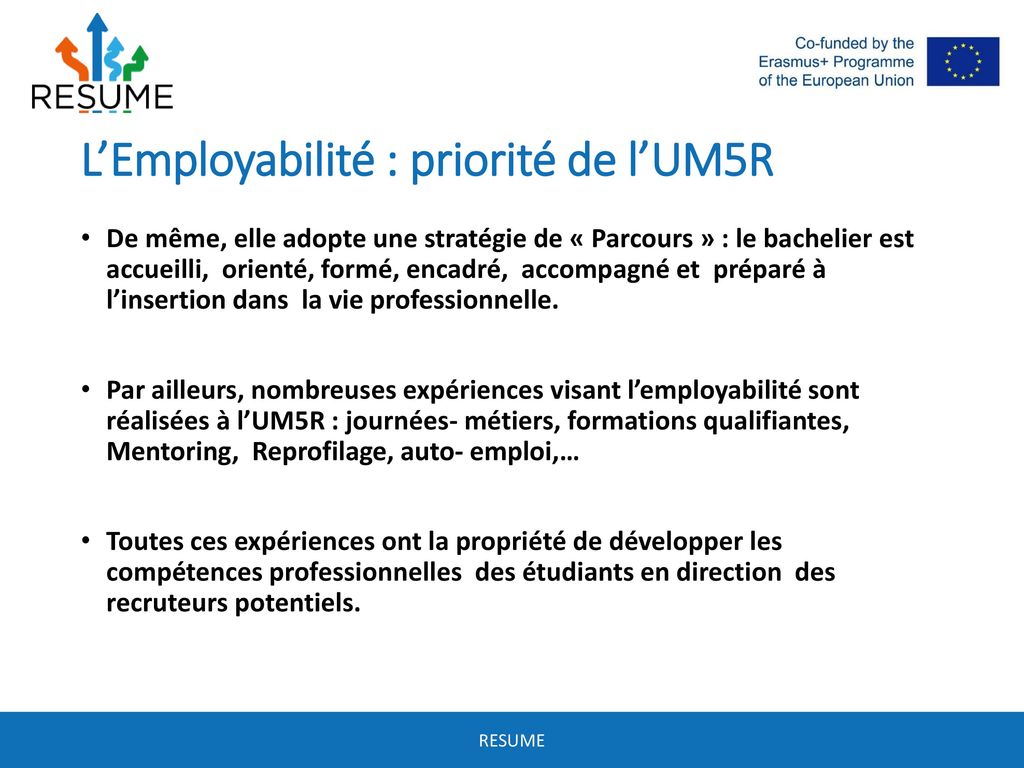 L’Employabilité : priorité de l’UM5R
