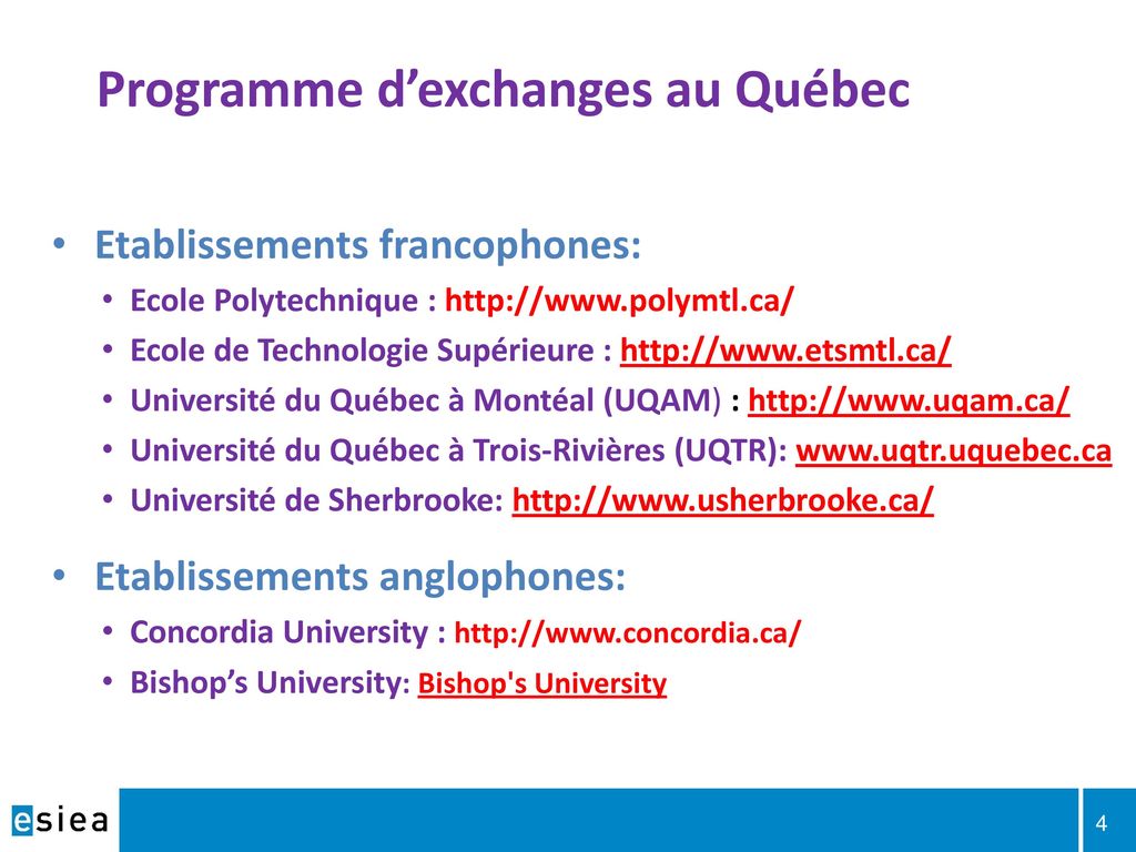 Programme d’exchanges au Québec