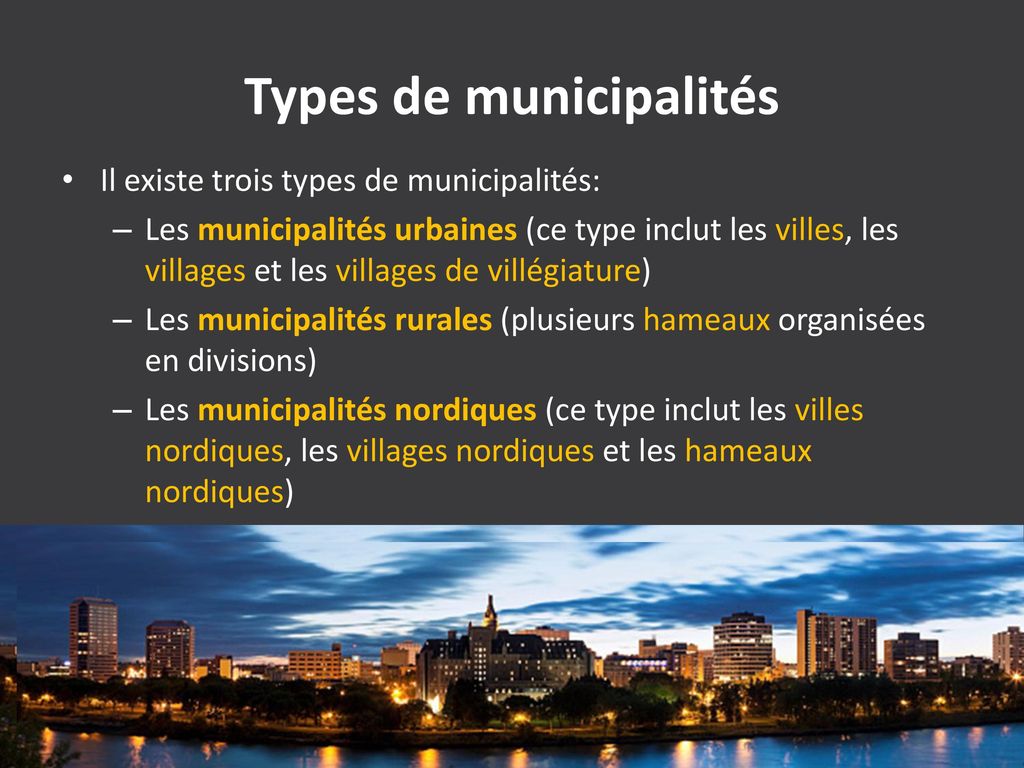 Types de municipalités
