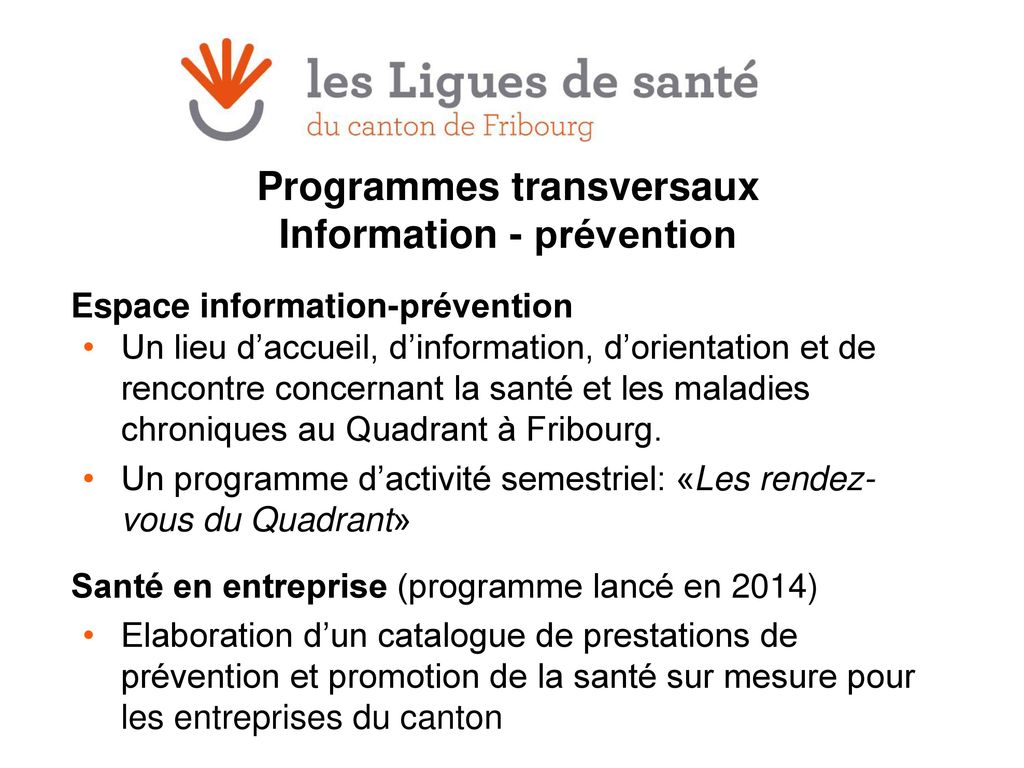 Programmes transversaux Information - prévention