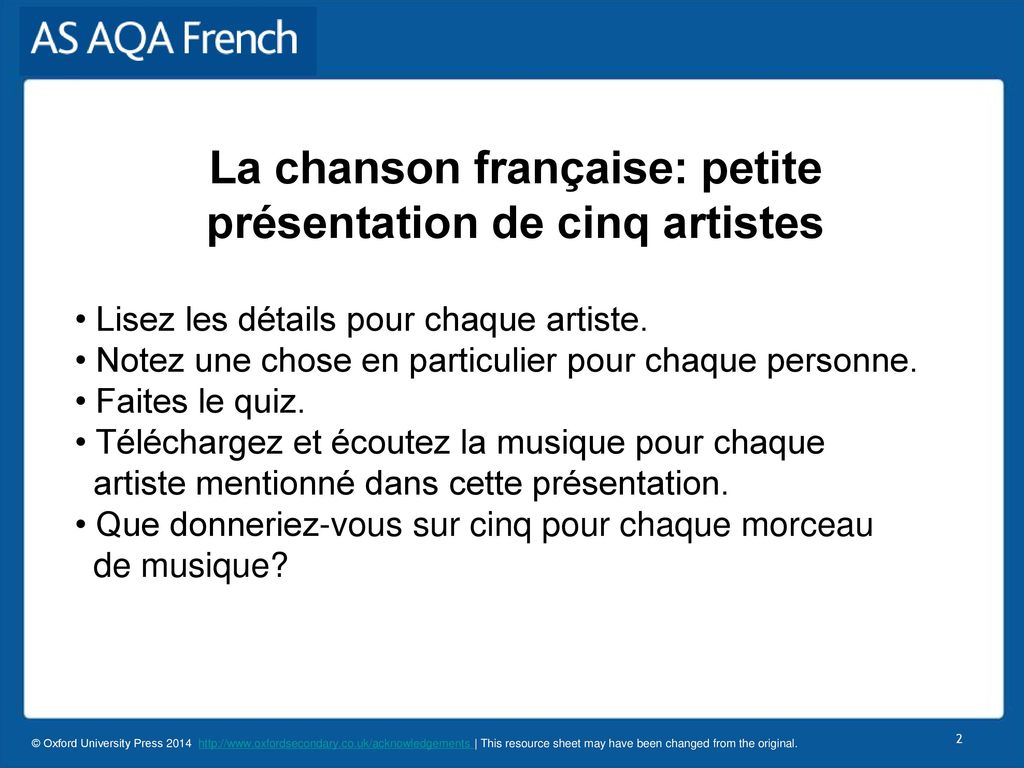 La chanson française: petite présentation de cinq artistes