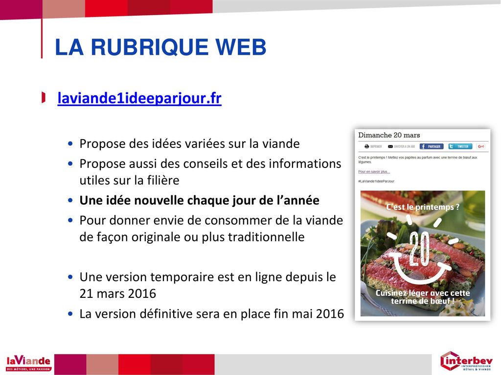 LA RUBRIQUE WEB laviande1ideeparjour.fr