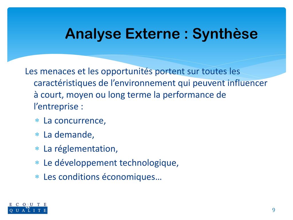 Analyse Externe : Synthèse