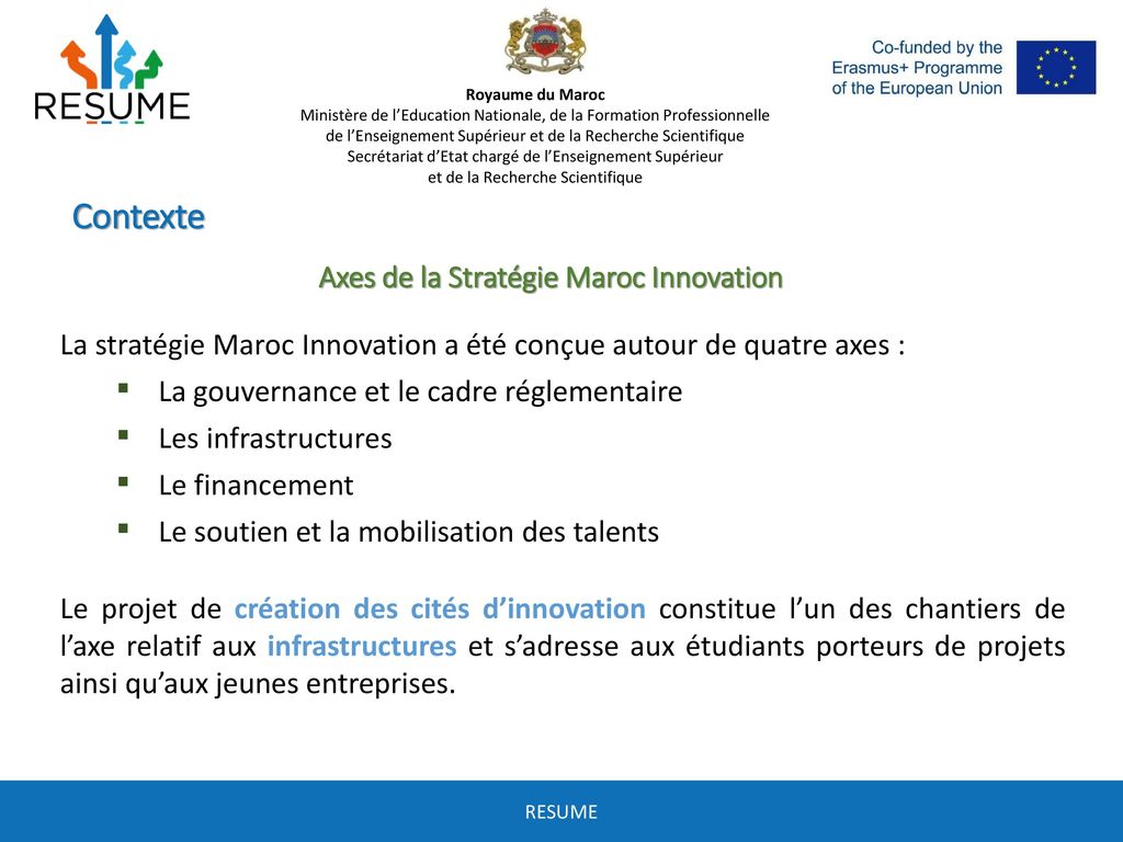 Axes de la Stratégie Maroc Innovation
