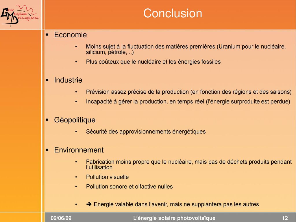 Conclusion Economie Industrie Géopolitique Environnement
