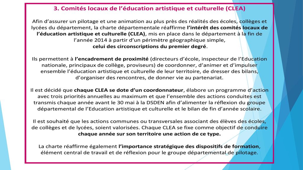 Charte pour l’Education artistique et culturelle (EAC)
