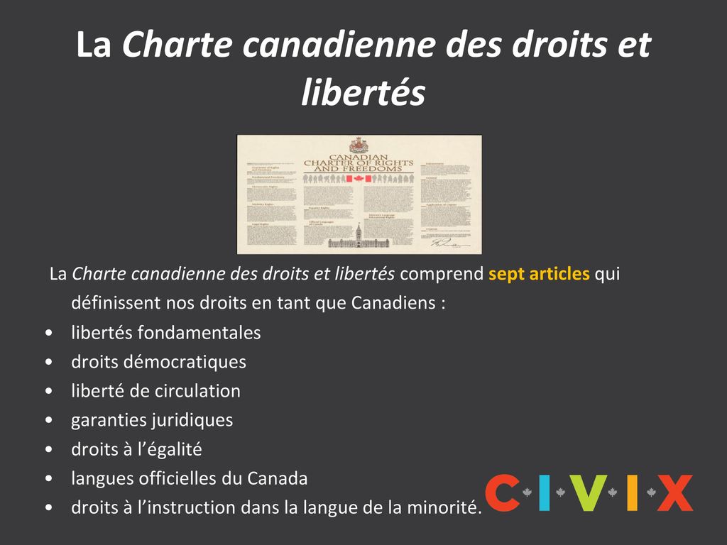 La Charte canadienne des droits et libertés