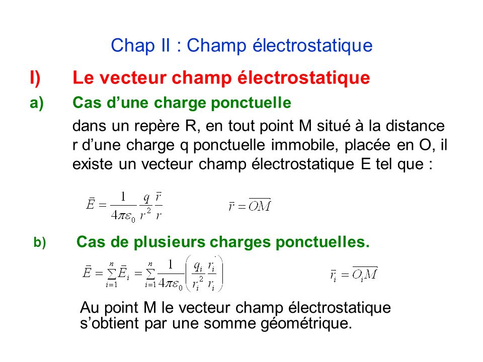 Chap II : Champ électrostatique