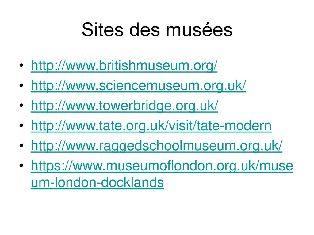 Sites des musées