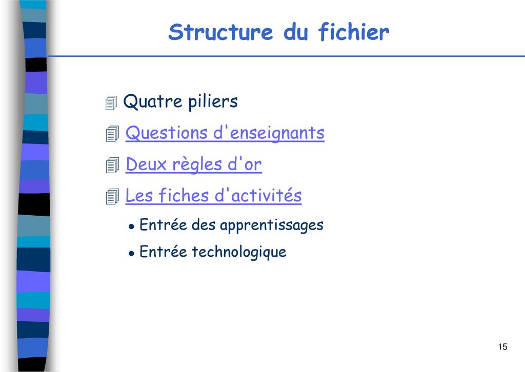Structure du fichier Questions d enseignants Deux règles d or