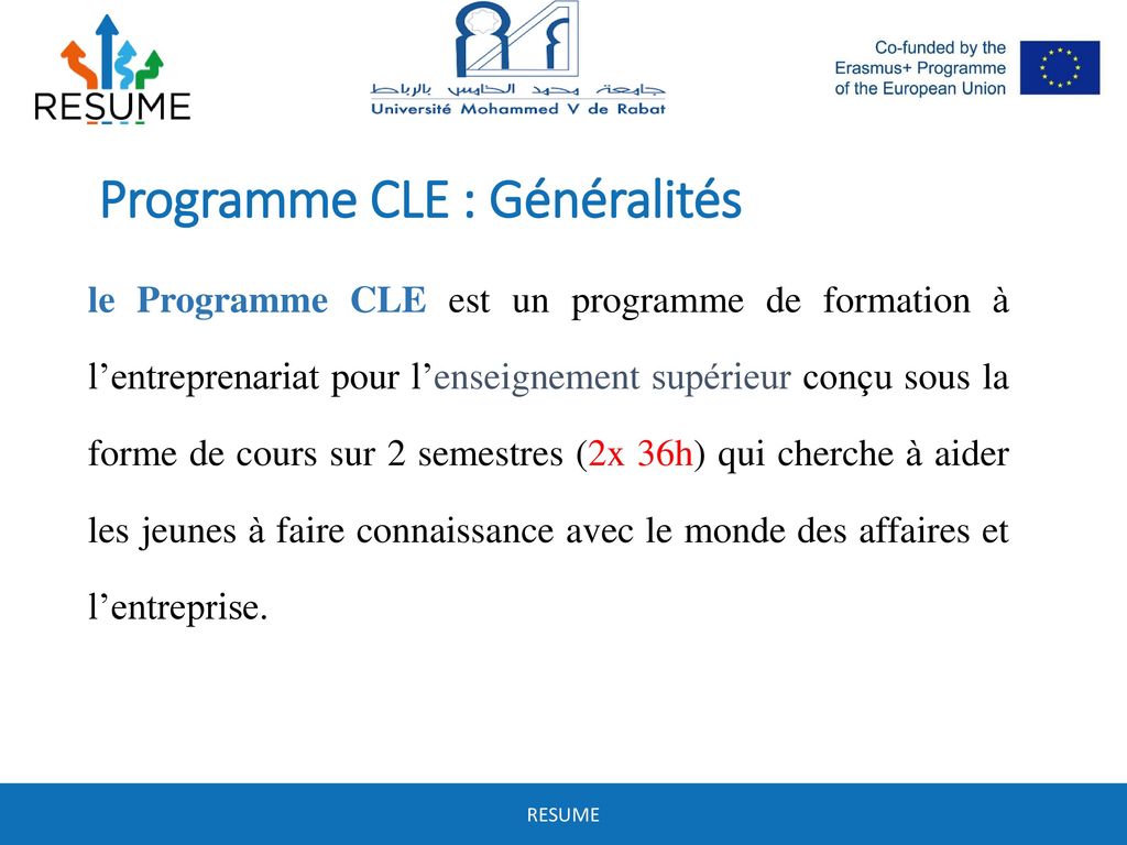 Programme CLE : Généralités
