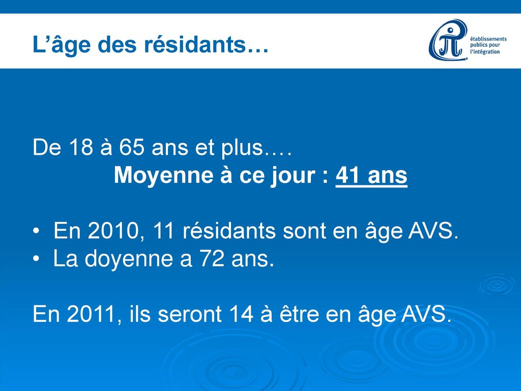En 2010, 11 résidants sont en âge AVS. La doyenne a 72 ans.