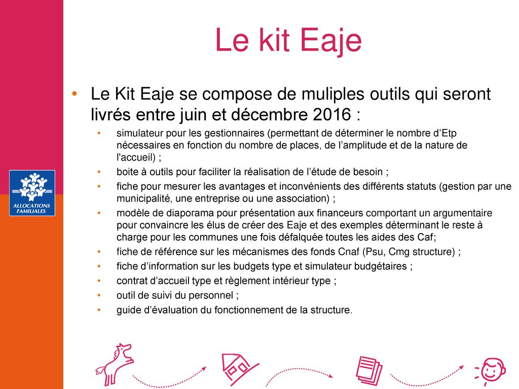 Le kit Eaje Le Kit Eaje se compose de muliples outils qui seront livrés entre juin et décembre 2016 :