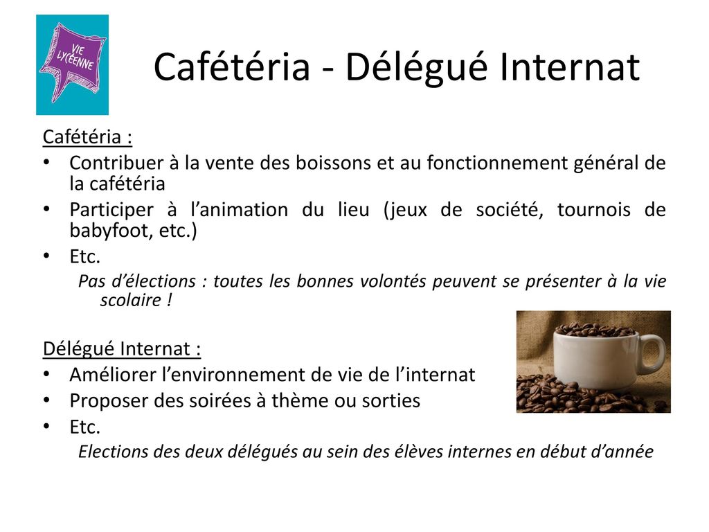 Cafétéria - Délégué Internat