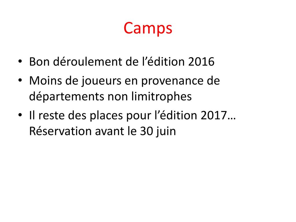 Camps Bon déroulement de l’édition 2016