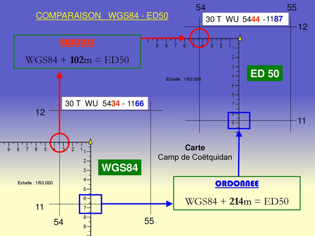 WGS m = ED50 ED 50 WGS84 WGS m = ED