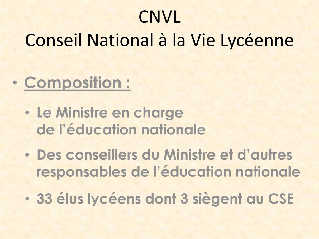CNVL Conseil National à la Vie Lycéenne