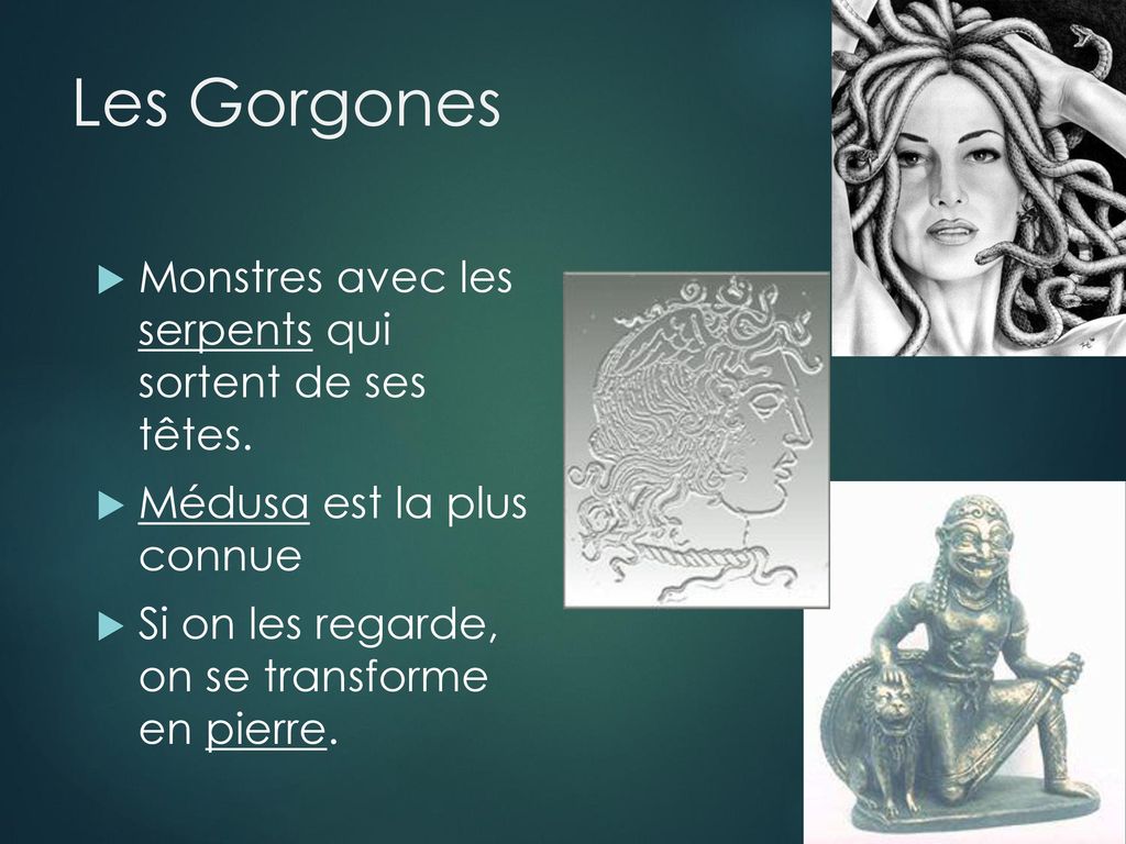 Les Gorgones Monstres avec les serpents qui sortent de ses têtes.