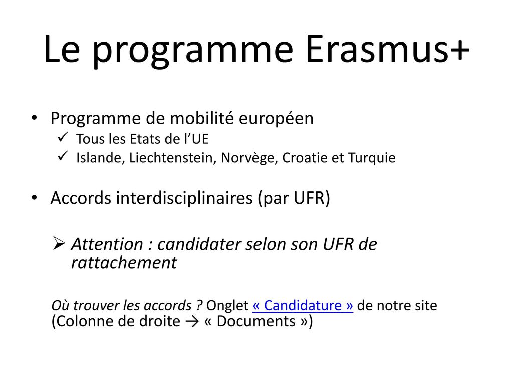 Le programme Erasmus+ Programme de mobilité européen