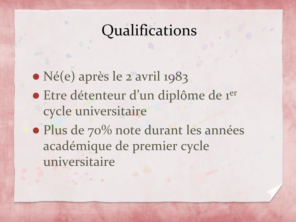 Qualifications Né(e) après le 2 avril 1983