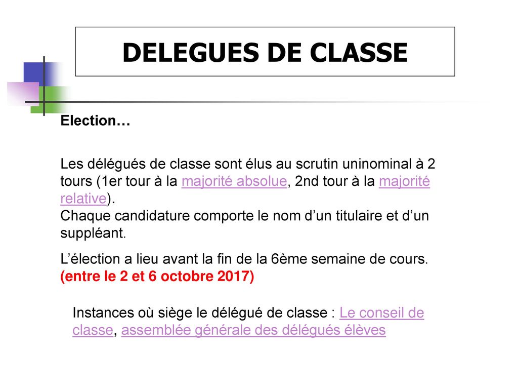 DELEGUES DE CLASSE Election…