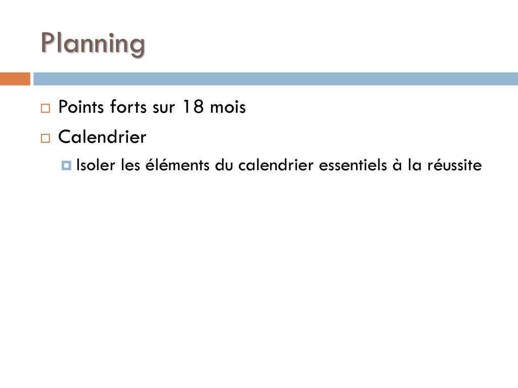 Planning Points forts sur 18 mois Calendrier