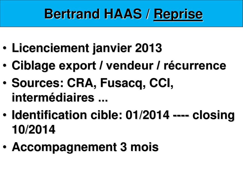 Bertrand HAAS / Reprise