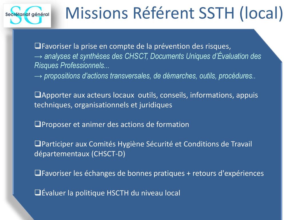 Missions Référent SSTH (local)