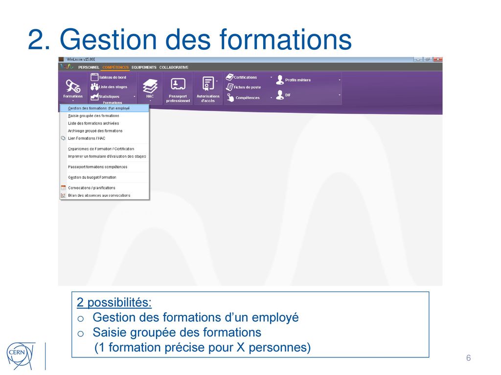2. Gestion des formations