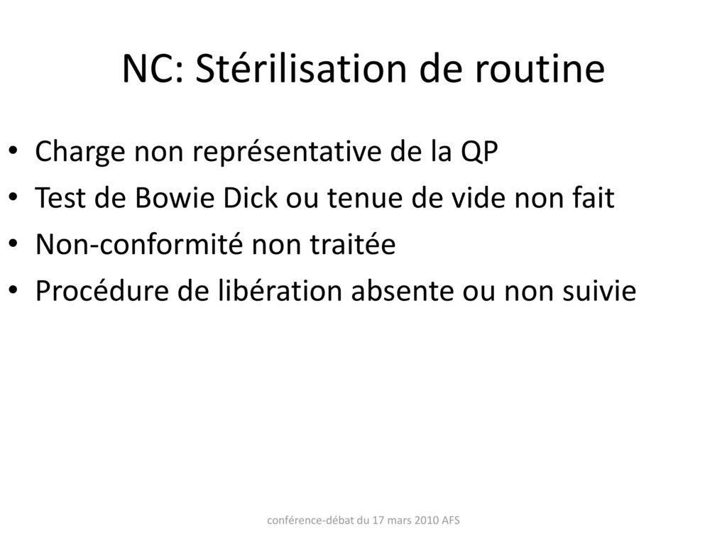 NC: Stérilisation de routine