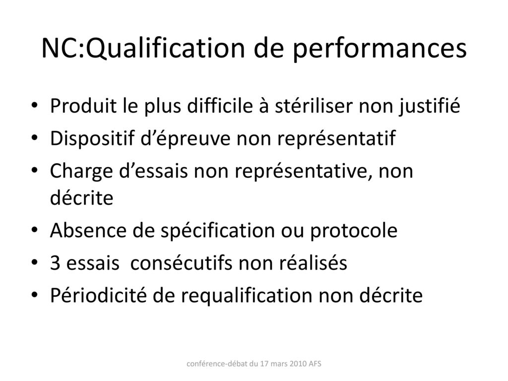 NC:Qualification de performances