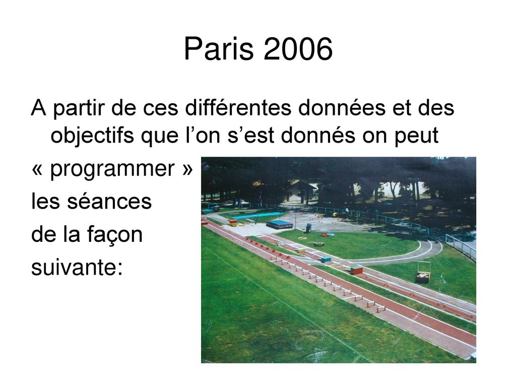 Paris 2006 A partir de ces différentes données et des objectifs que l’on s’est donnés on peut. « programmer »