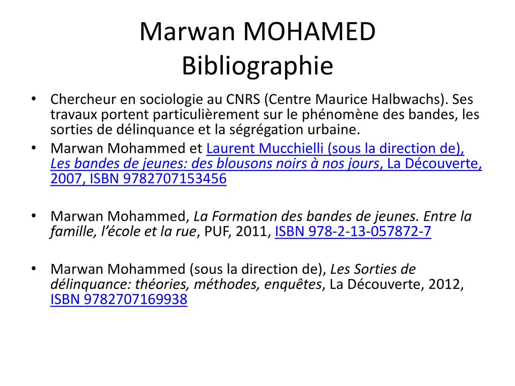 Marwan MOHAMED Bibliographie