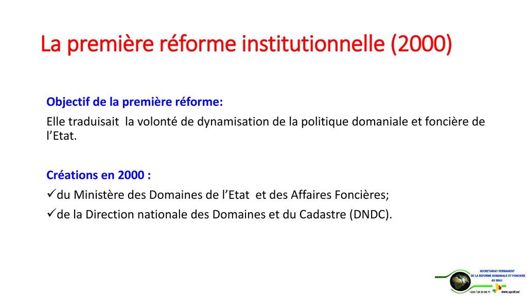 La première réforme institutionnelle (2000)