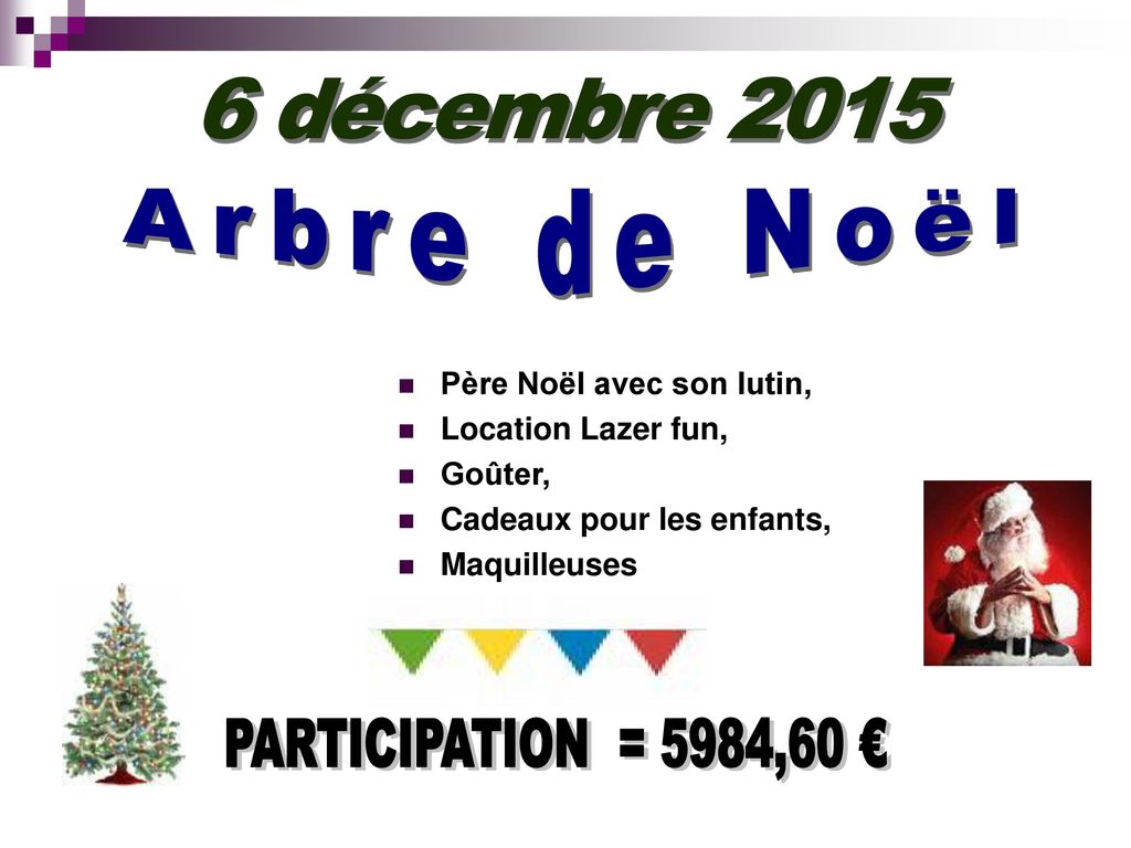 Arbre de Noël 6 décembre 2015 PARTICIPATION = 5984,60 €