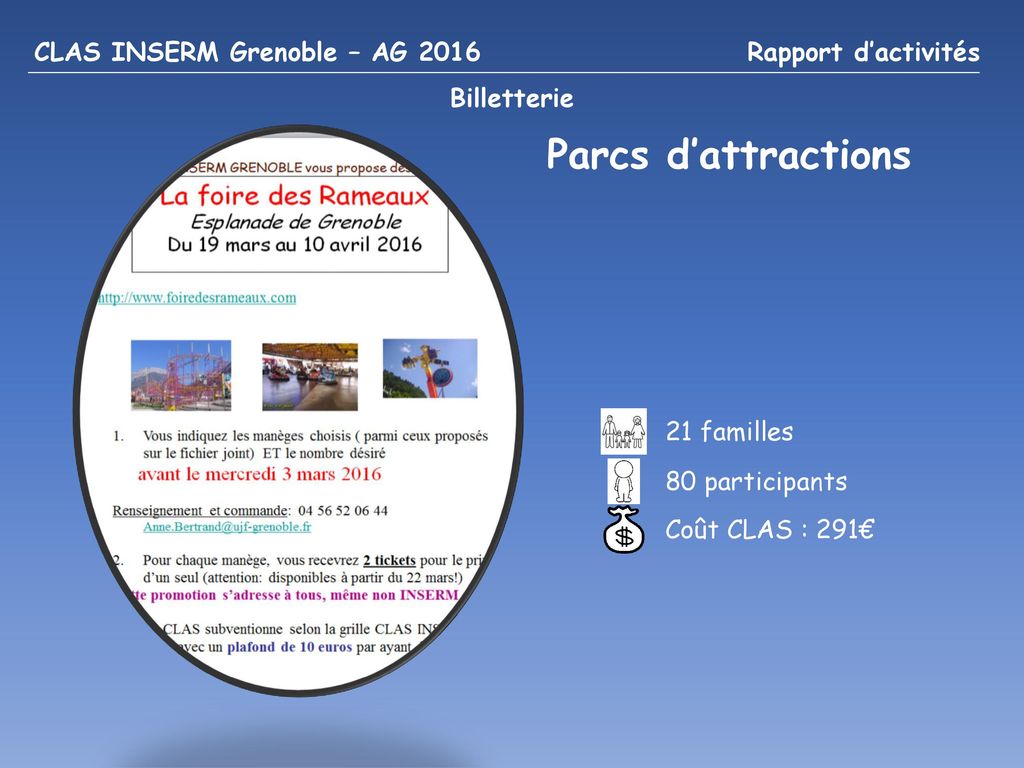 Parcs d’attractions CLAS INSERM Grenoble – AG 2016 Rapport d’activités